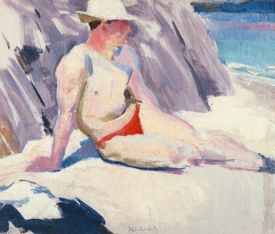 ビーチでの日光浴、アイオナ、1928 作： Francis Campbell Boileau Cadell